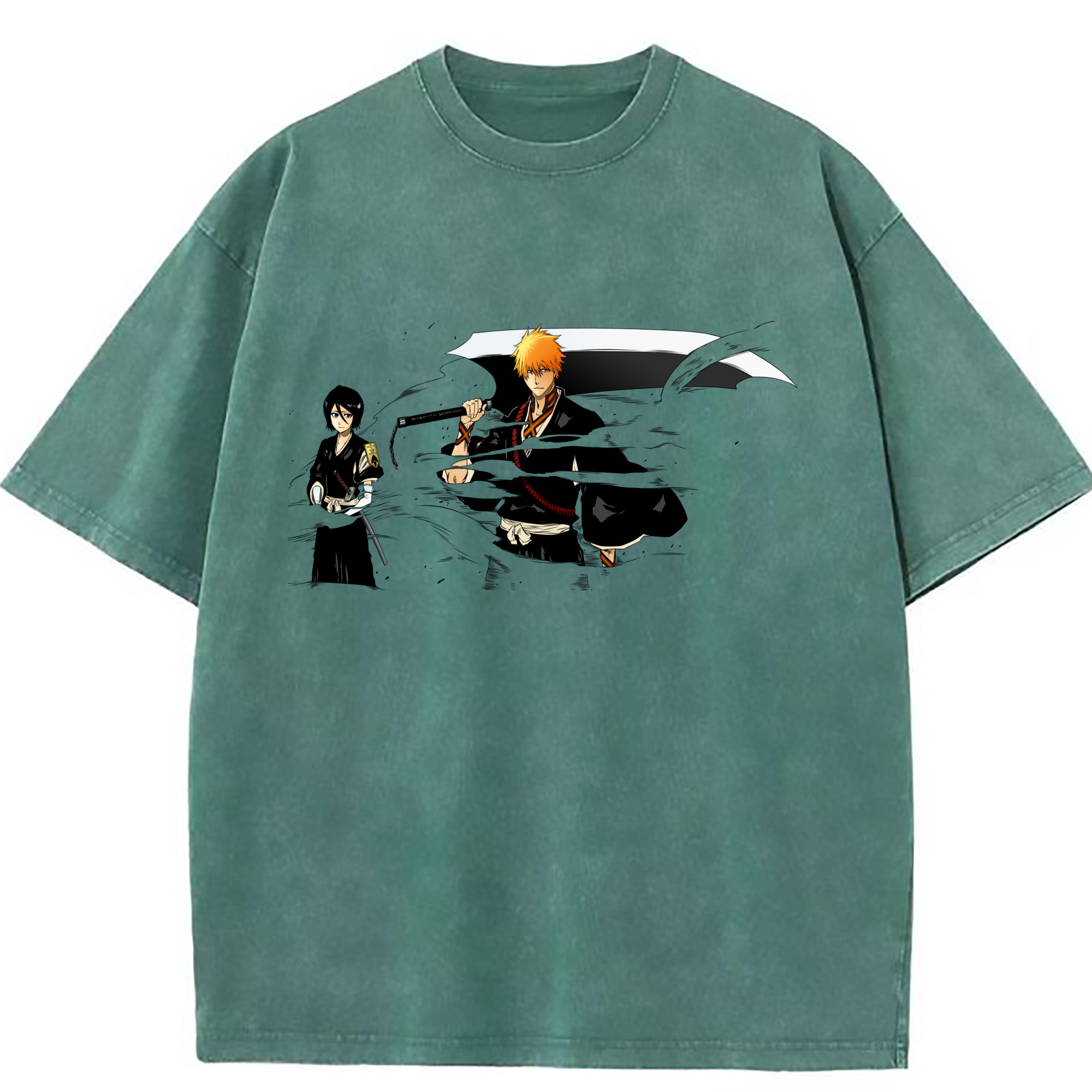 （画像用） ブリーチ 黒崎一護（くろさき いちご）BLEACH Kurosaki Ichigo 綿100% ヴィンテージ風 半袖Tシャツ（フロントプリント）